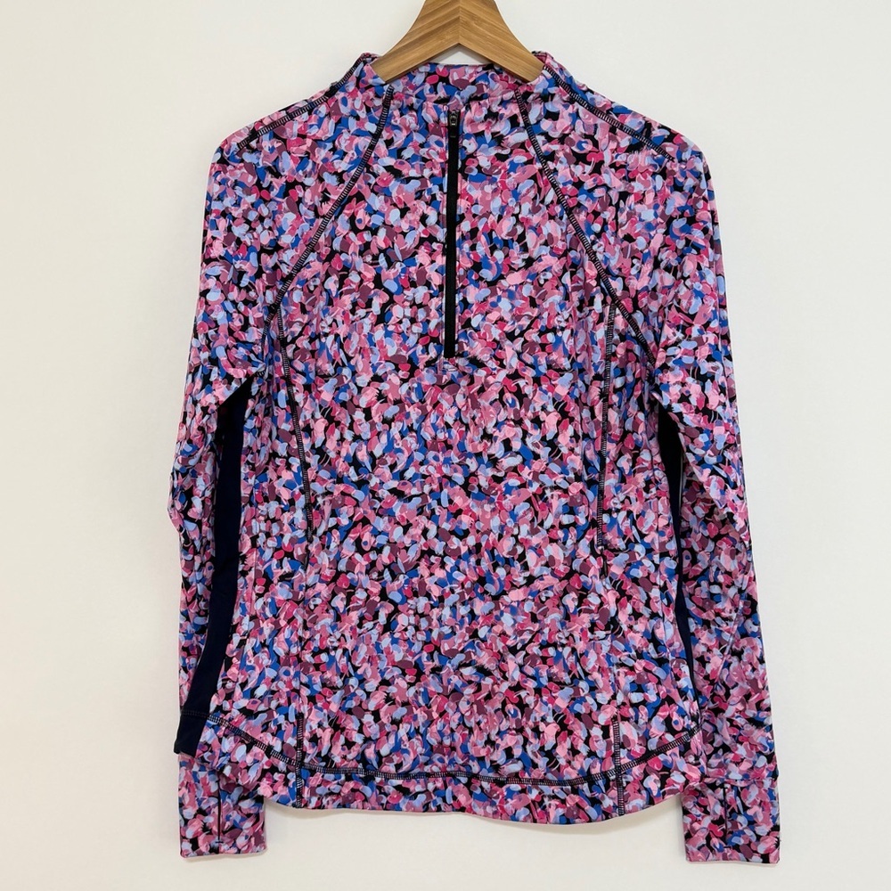 T by Talbots Performance Interlock Half Zip Pullover Confetti Splash Size MP